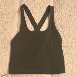 Dark Green Cross-Back Sports Top